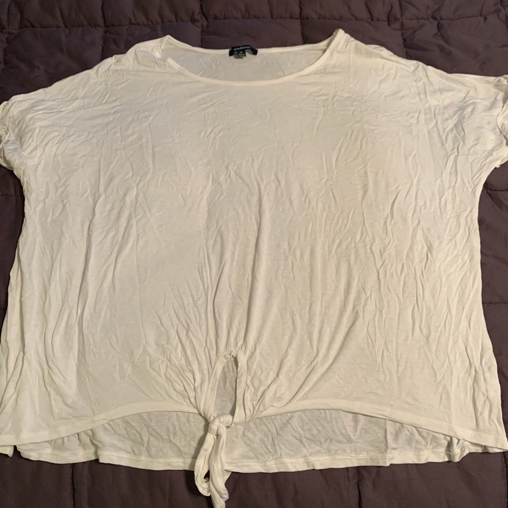 Basic white top with tie in front